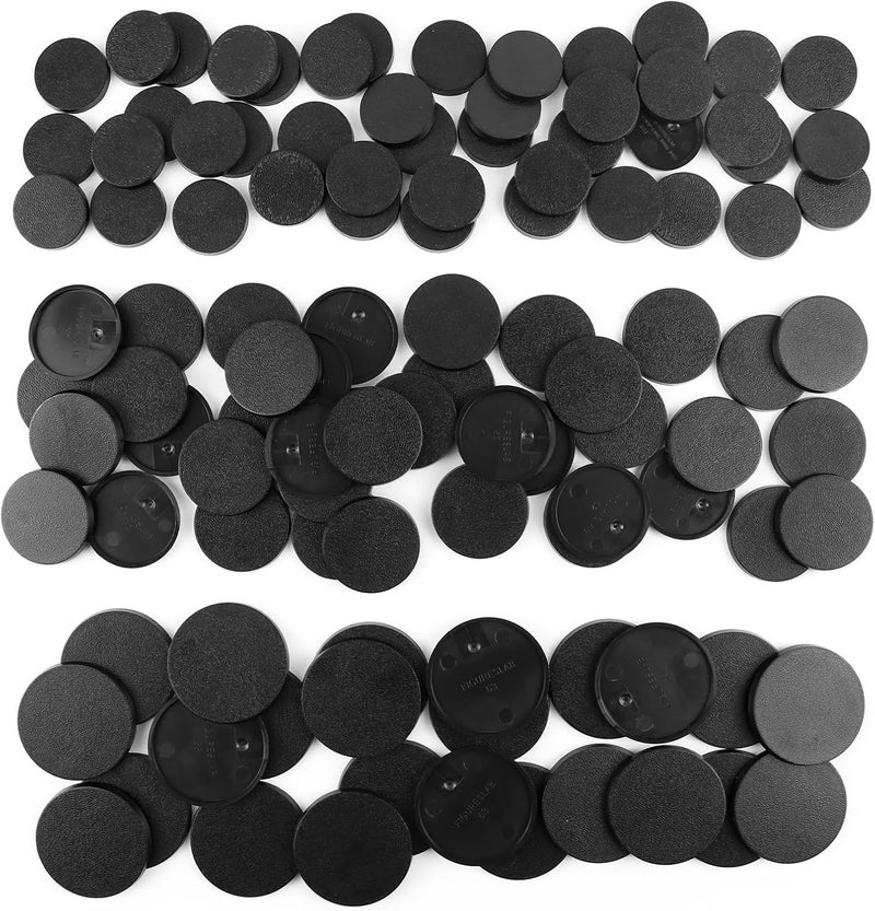 FIGURESLAB Store 100PCS Miniature Bases with 120PCS Adhesive, 25mm 32mm 40mm Mix Black Round Plastic Model Bases for Gaming Miniatures or Wargames Boardgaming Table Games - Image 1